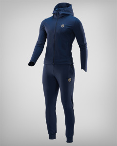 Conjunto deportivo en azul oscuro con capucha