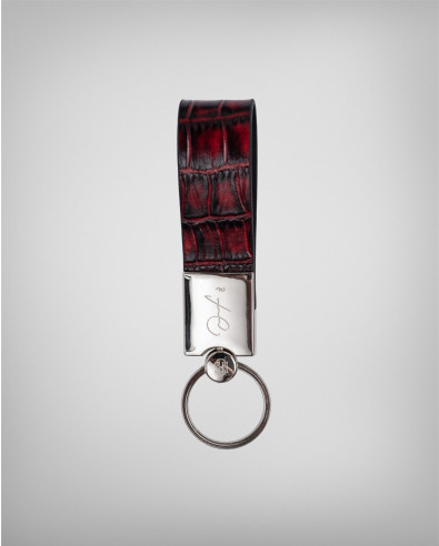 Luxury keychain in burgundy 100% leather