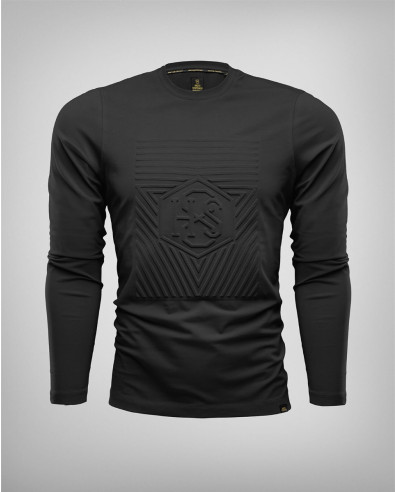 Блуза с дълъг ръкав с релефен принт в ЧЕРНО