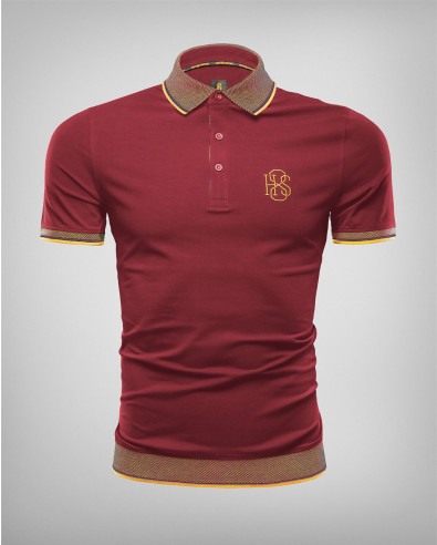 CAMISETA BURDEOS CON CUELLO EN CONTRASTE 