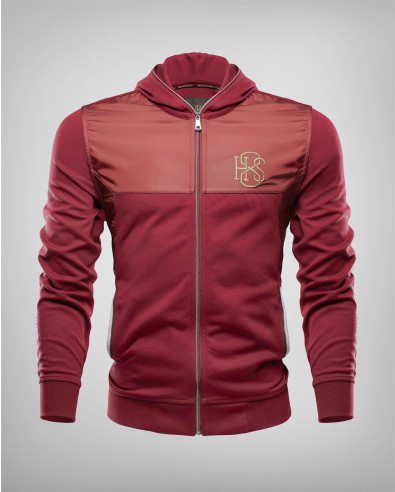 BORDEAUX SWEATSHIRT WITH TRICOLOR EDGING AT THE POCKETS