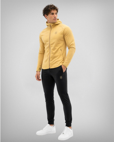 Спортен екип в златно и черно с качулка