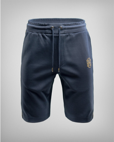 Dark Blue bermuda shorts with gold strips and H8S print