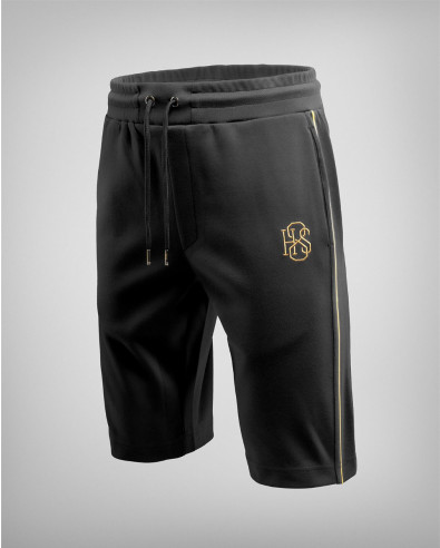 BERMUDA NEGRA TIRAS DORADAS Y ESTAMPADO H8S