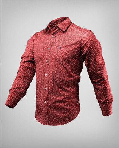Camisa entallada en burdeos con espectacular estampado