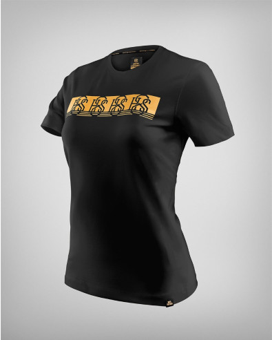 Camiseta beats negra de mujer con estampado en relieve