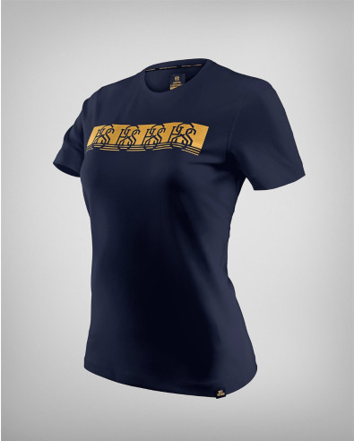 Camiseta beat azul oscuro de mujer con estampado en relieve