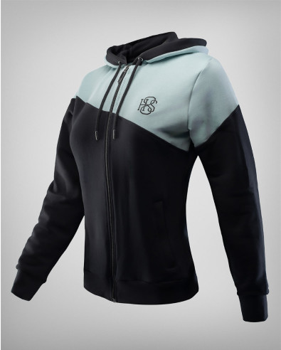 Sudadera de algodón para mujer en negro y menta
