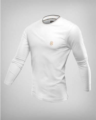 Бяла блуза с трицветно бие модел 231526