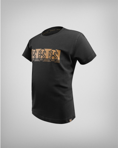 Camiseta negra infantil beat con estampado en relieve