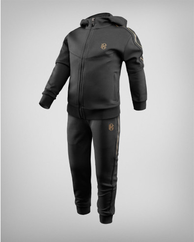 Conjunto infantil negro con rayas doradas y estampado H8S