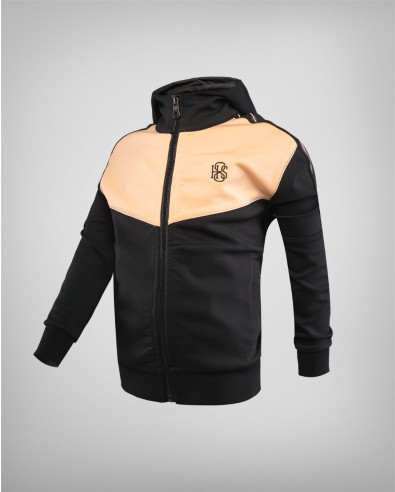 Sudadera para niños en negro y rayas en melocotón