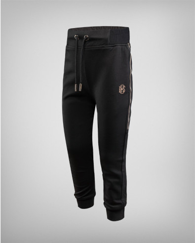 Pantalón de niño negro con rayas melocotón