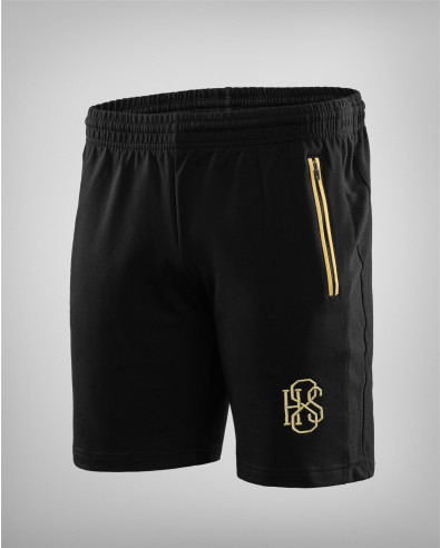 BERMUDA EN NEGRO CON BOLSILLOS AMARILLOS