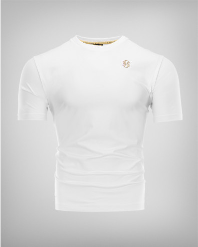 Бяла тениска със златно лого