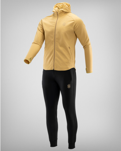 Спортен екип в златно и черно с качулка