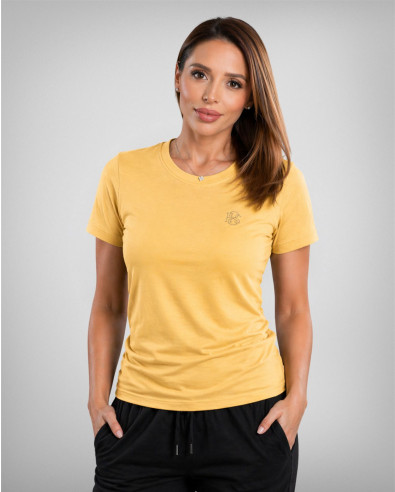 Women's gold T-shirt with logo