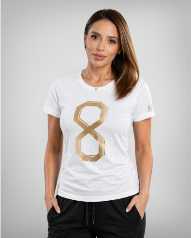 Women's white T-shirt with Golden Eight