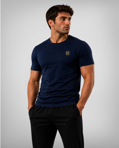 Тъмносиня тениска със златно лого