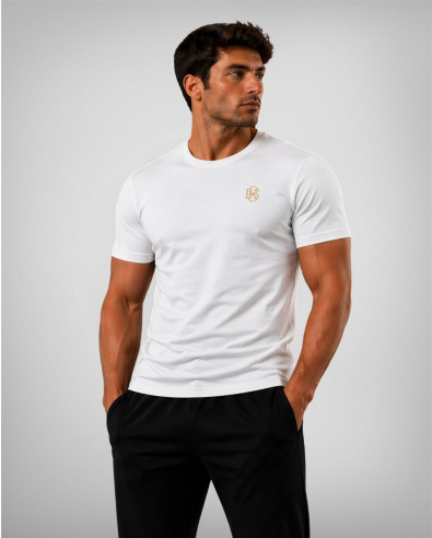 Бяла тениска със златно лого