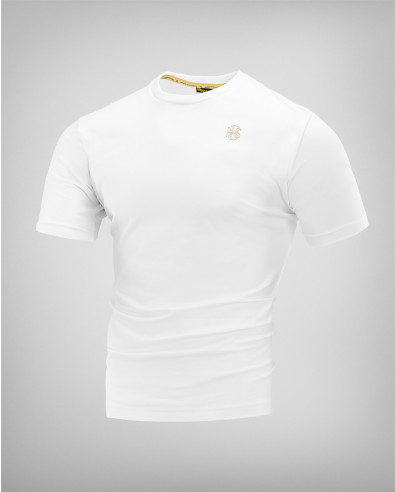Бяла тениска със златно лого