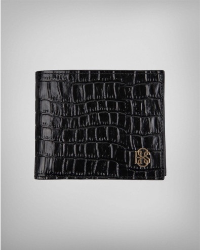 Luxury wallet in black made of 100% genuine leather
