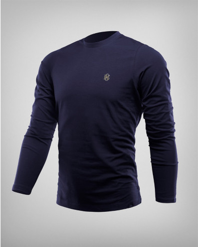 Fine cotton long sleeve t-shirts in dark blue