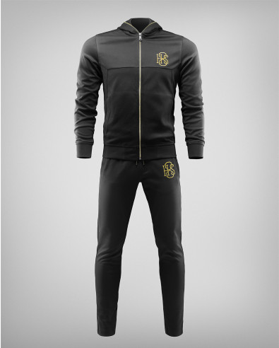 High quality cotton tracksuit in black