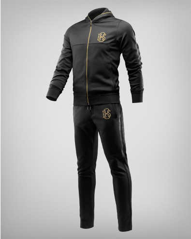 High quality cotton tracksuit in black