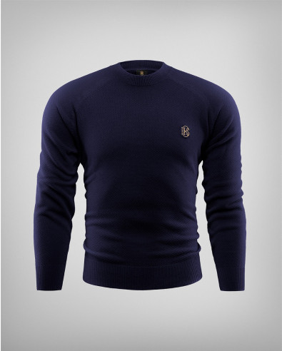 DARK BLUE STRUCTURED SWEATER WITH H8S BADGE