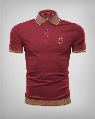 BORDEAUX POLO T-SHIRT WITH CONTRASTING BANDS