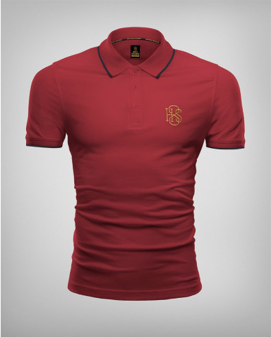 BORDEAUX POLO T-SHIRT WITH EMBOSSED COLLAR AND BUTTONS