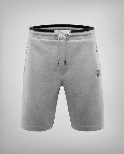 COTTON BERMUDA SHORTS IN GREY WITH EMBOSSED LOGO