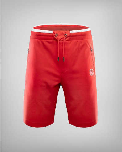 COTTON BERMUDA SHORTS IN RED WITH EMBOSSED LOGO