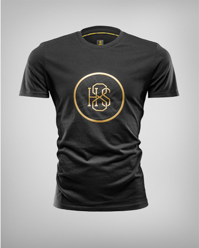 Черна тениска с релефно лого
