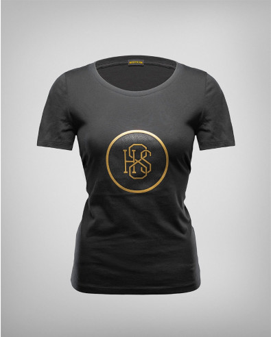 Women's T-shirt in Black with embossed logo