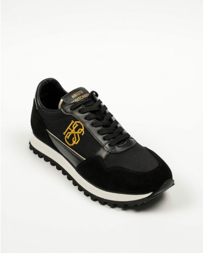 Sports Shoes in Black Made of Natural Suede and Leather
