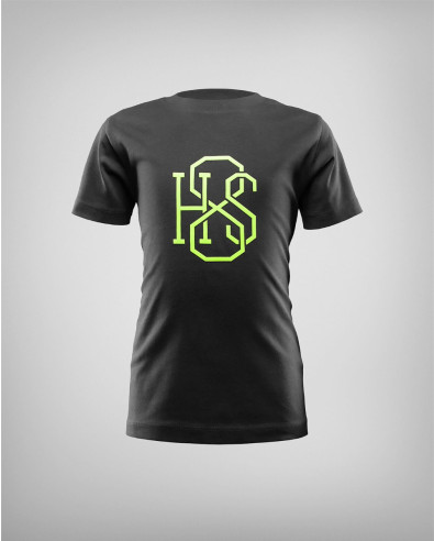 KID'S BLACK T-SHIRT WITH EFFECTIVE LOGO IN GREEN