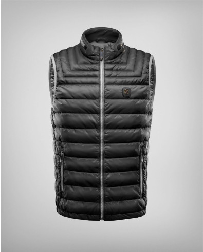 Black quilted vest with H8S badge