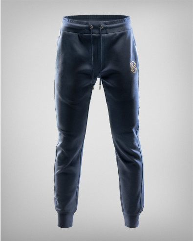 Dark Blue sport pants with gold strips and H8S print