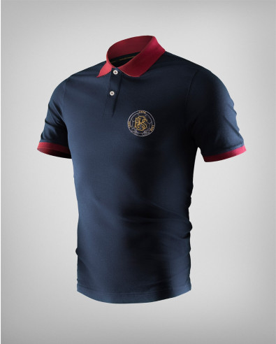 H8S polo shirt with contrasting collar in dark blue