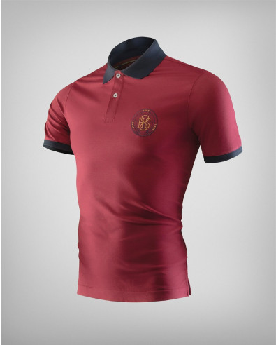 H8S polo shirt with contrasting collar in bordeaux
