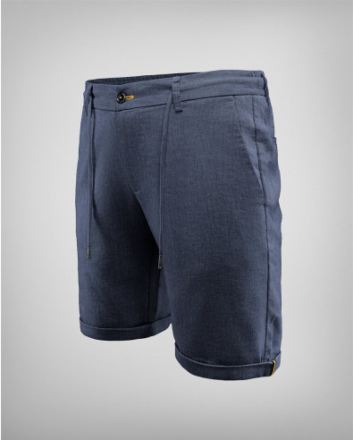 Dark blue cotton and linen bermuda shorts