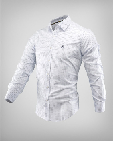 Camisa blanca entallada con estampado en contraste