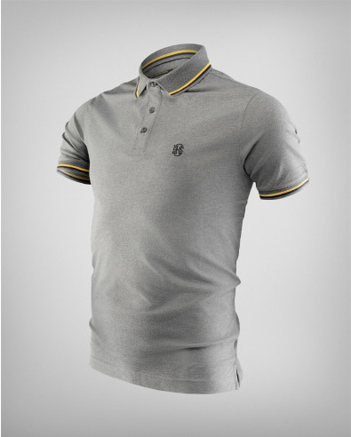 Grey polo shirt with contrast embroidered logo
