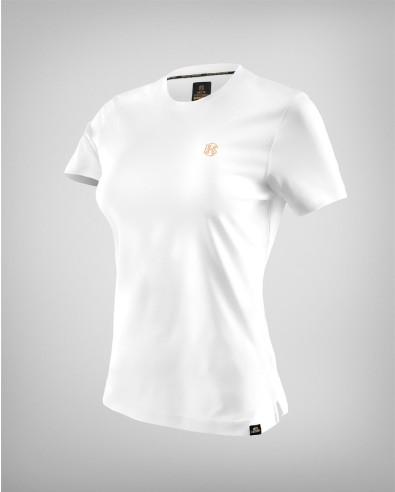 Дамска бяла бие тениска с бродерия и лого