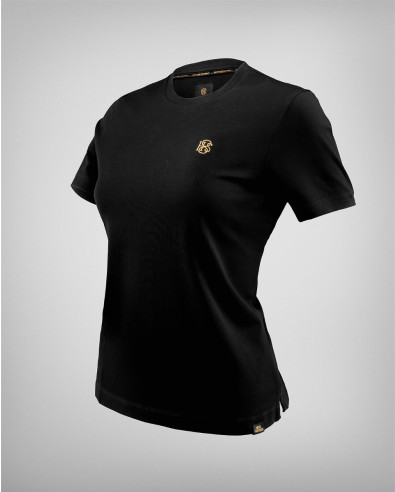 Дамска черна бие тениска с бродерия и лого