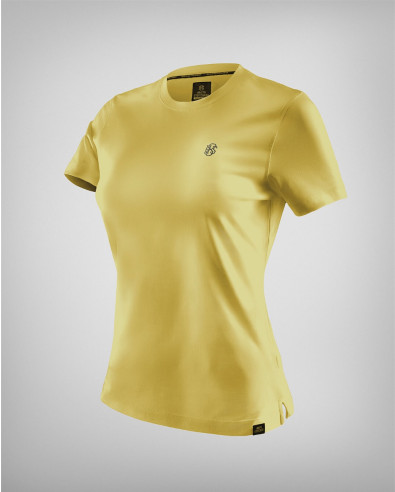 Дамска жълта бие тениска с бродерия и лого