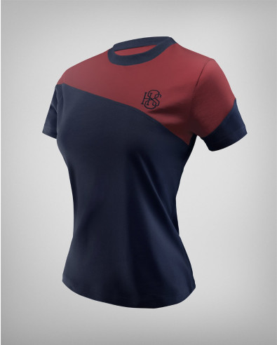Women's cotton t-shirt in dark blue and bordeaux