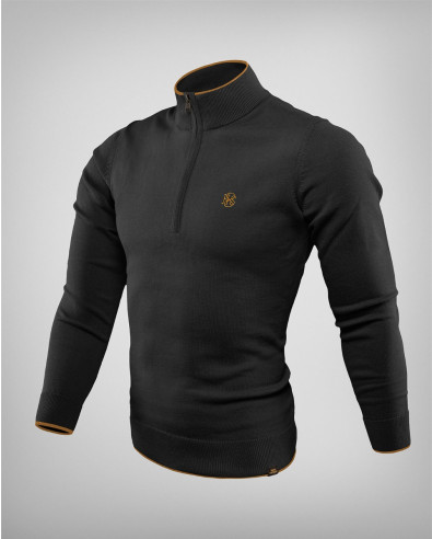 Men's sweater with zipper in black